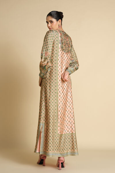 Rhiannon Gota Patti Silk Kaftan - Blush